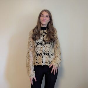 Vintage Cherry Stix Pearl Crochet Top